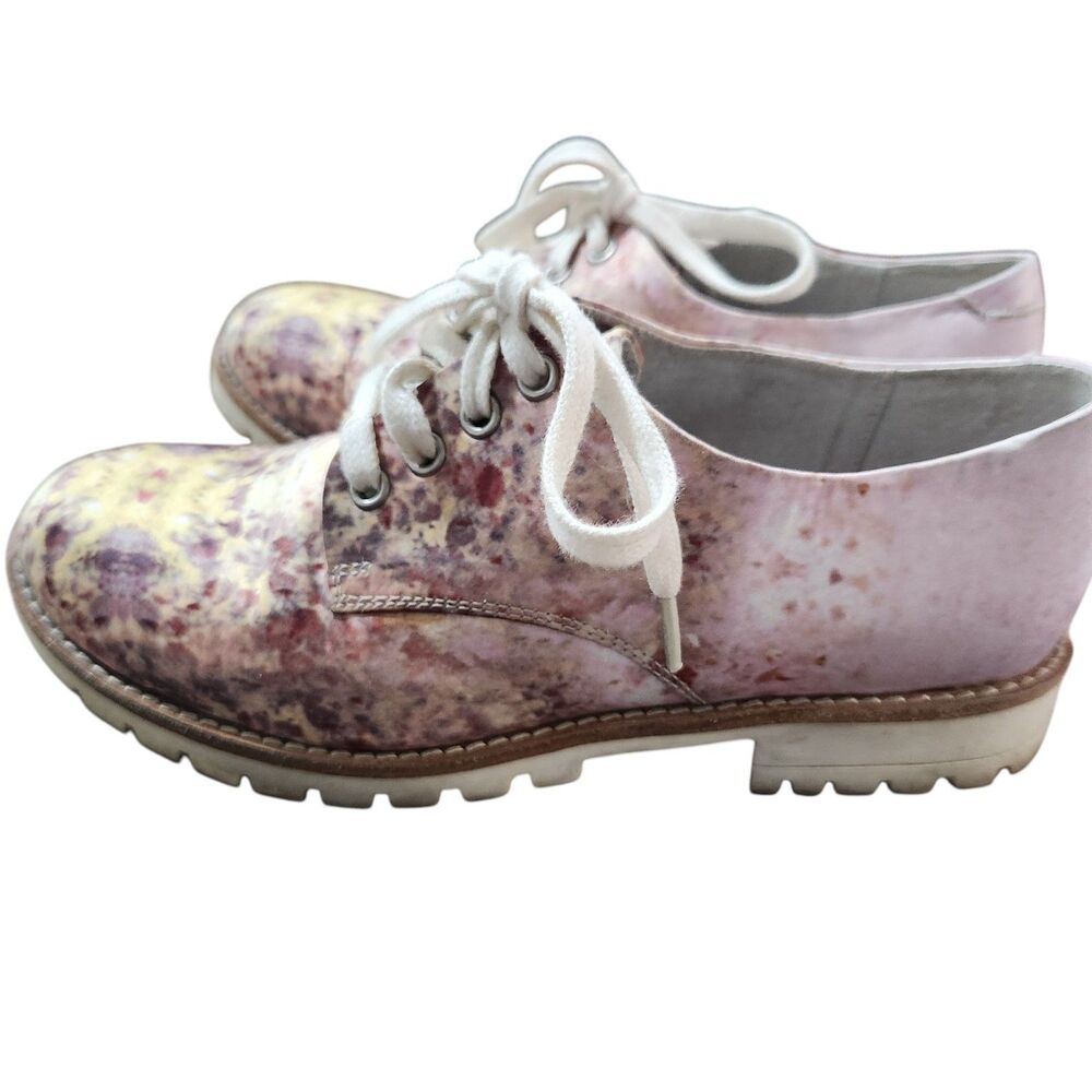 Bronx Oxford Shoes Womens 36 Pink Multi‎ Print Leather Lace Up Lug Sole